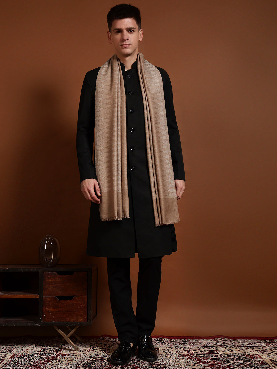 Men Ananta Ikat 100% Pure Wool Checkered Stole