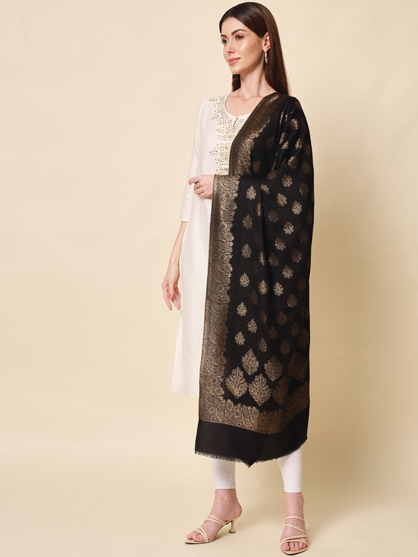 Women's Kaani Stole with Silky Zari Weave, Shawl, Wrap (Size 72X208 CM)