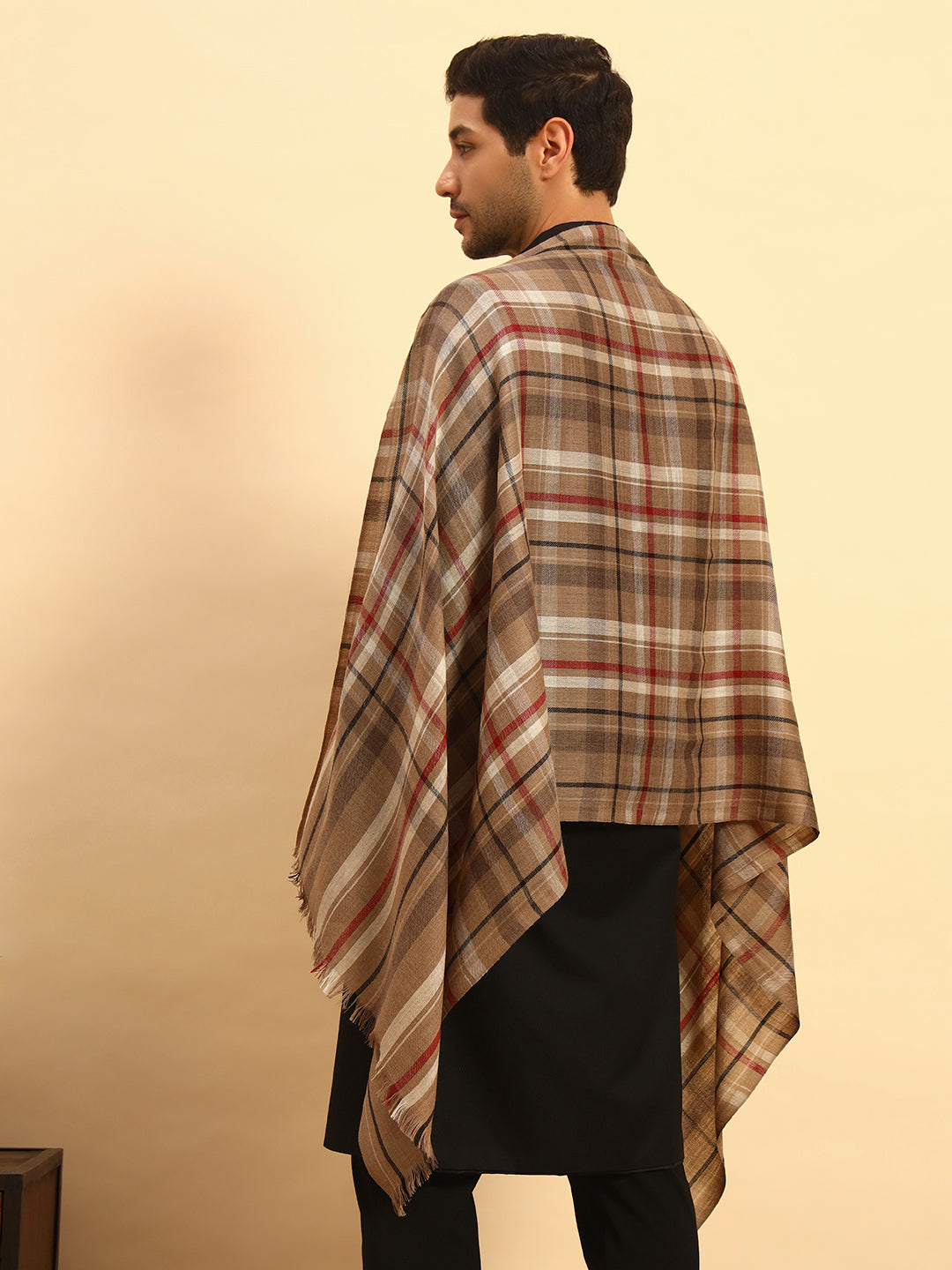 Pashmoda Men Saaz 100% Pure Wool Checkered Stole (71X203cm)