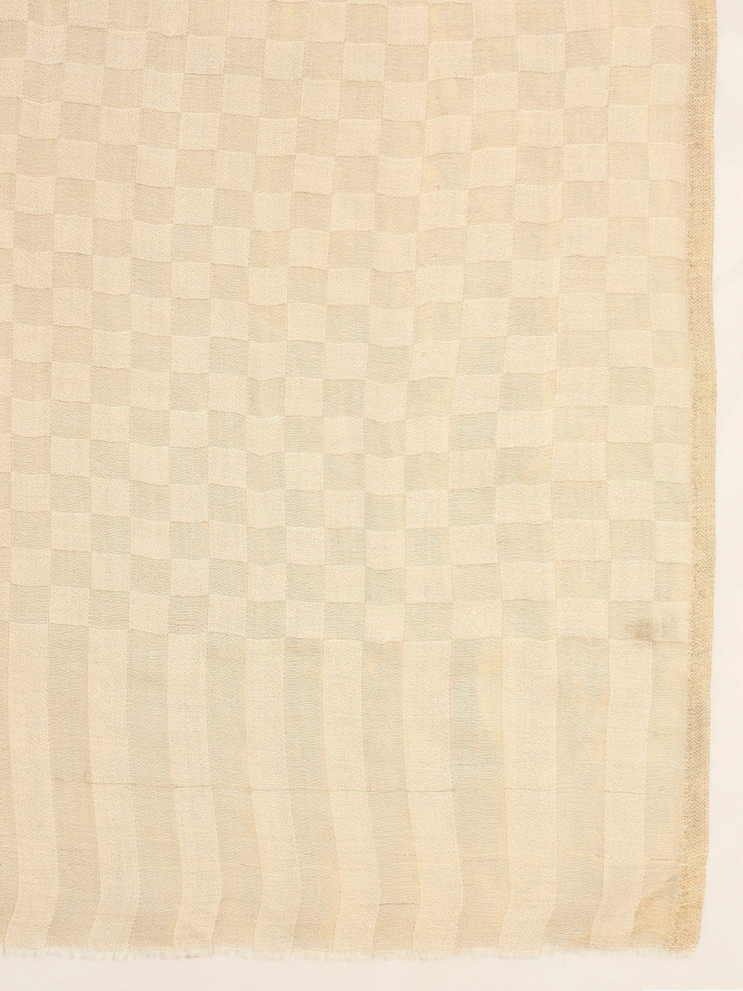 Pashmoda Men Champagne Check Reversible Zari Moonlight Fine Wool Stole (Size: 71x203 Cm)