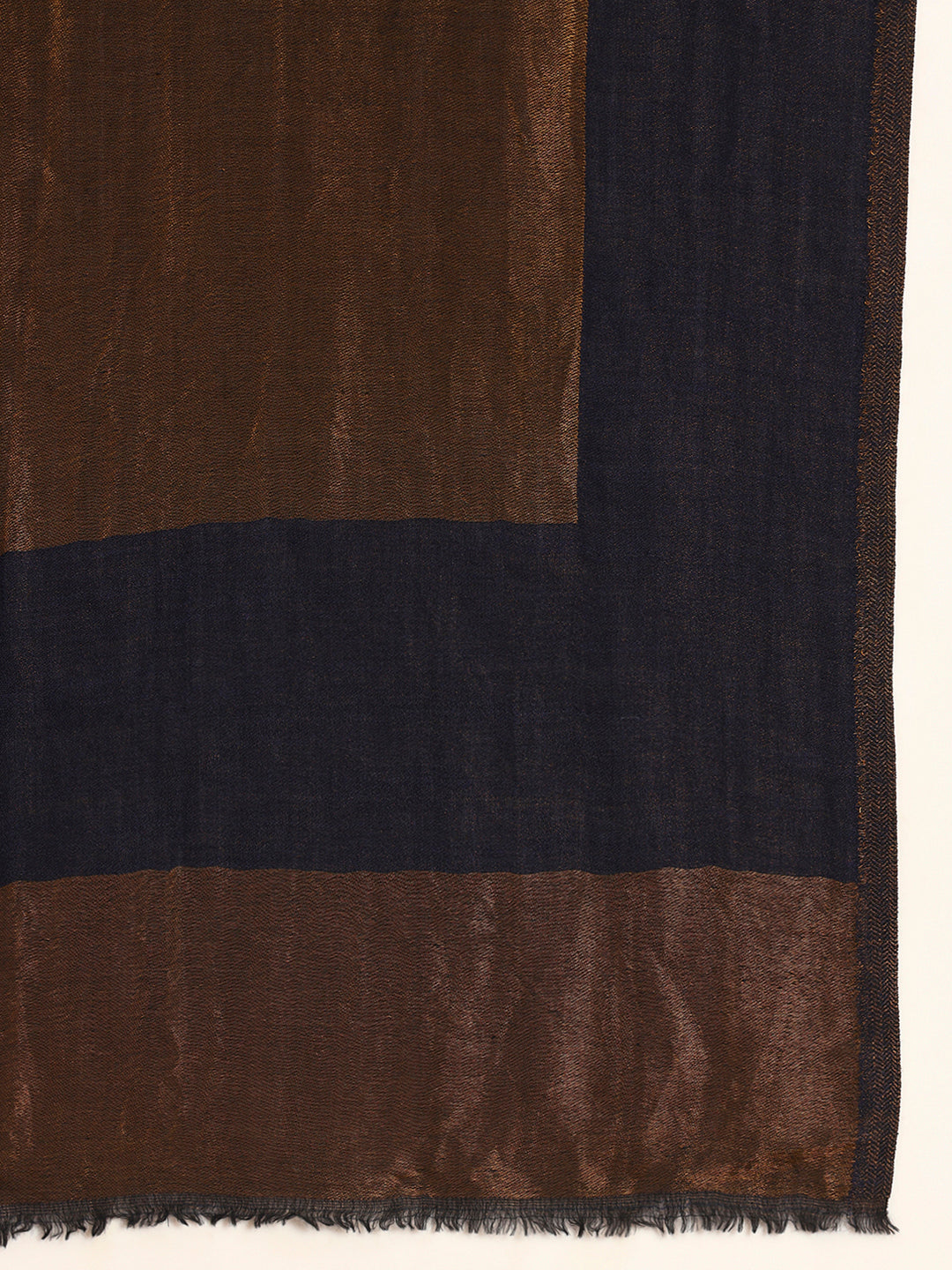 Pashmoda Men Midnight Bronze Reversible Zari Moonlight Fine Wool Stole (Size: 71x203 Cm)