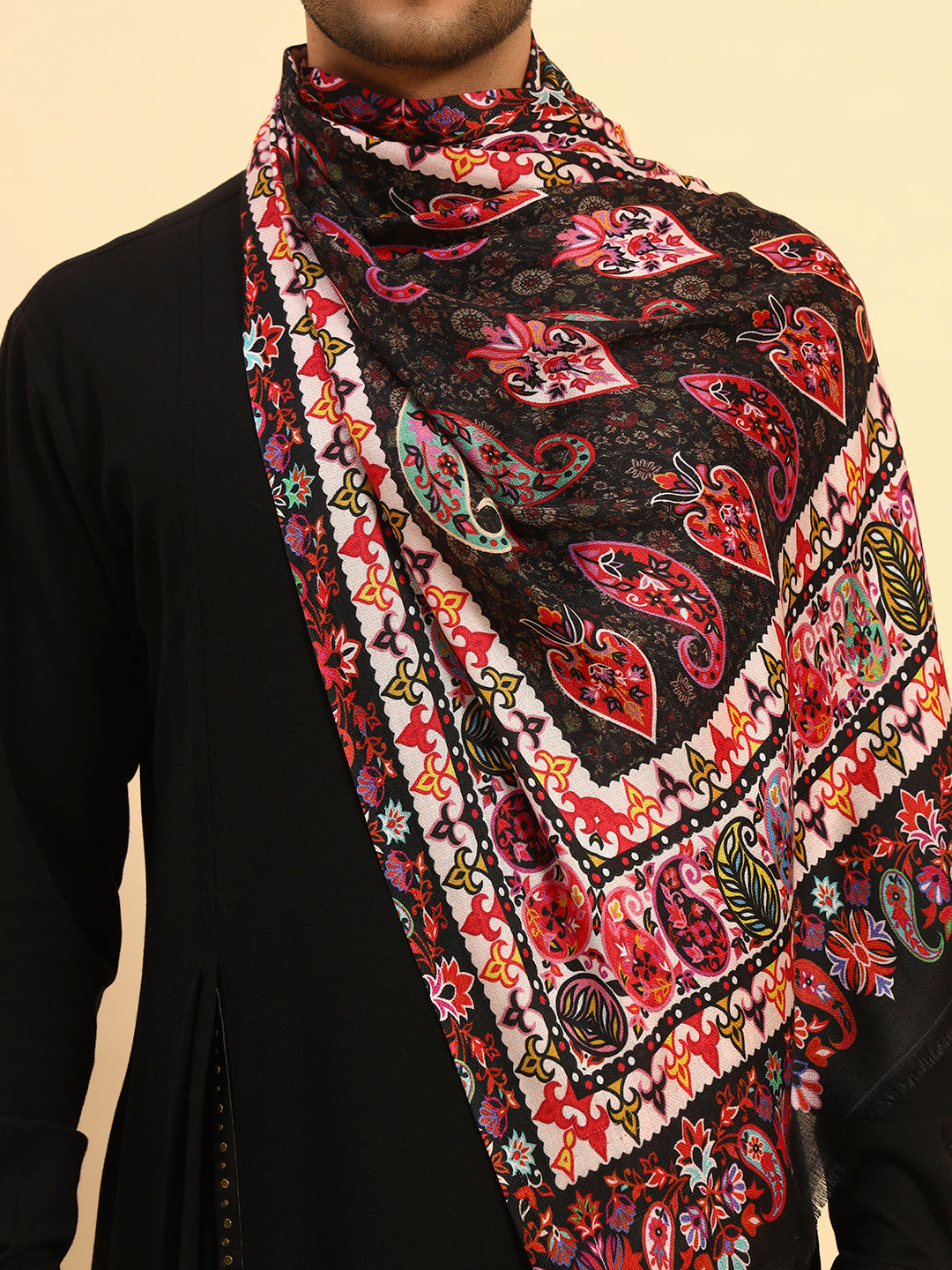 Pashmoda Men Floral Sonata Fine Soft Bamboo Fibre Stole (Size-71x203cm)