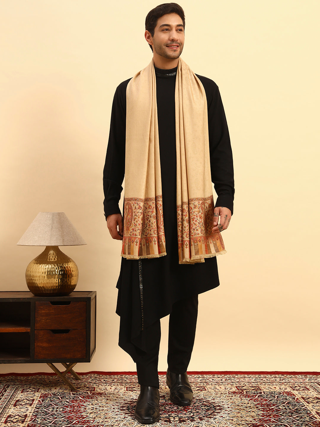 Pashmoda Men Gulpari Kaani Stole (Size : 71X203 CM)