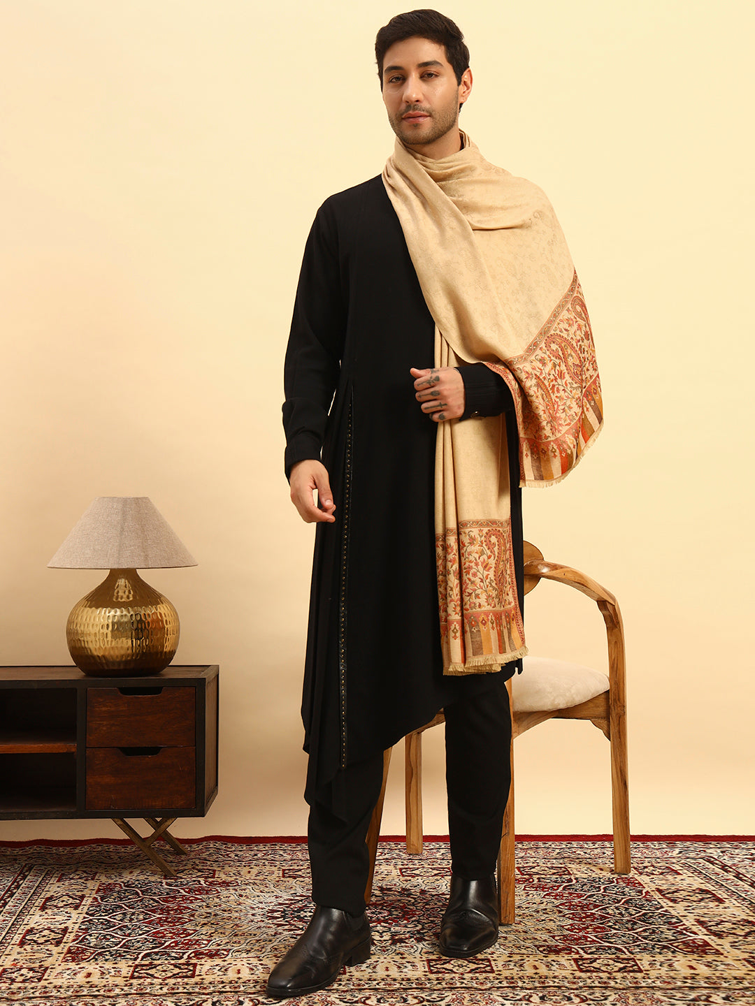 Pashmoda Men Gulpari Kaani Stole (Size : 71X203 CM)