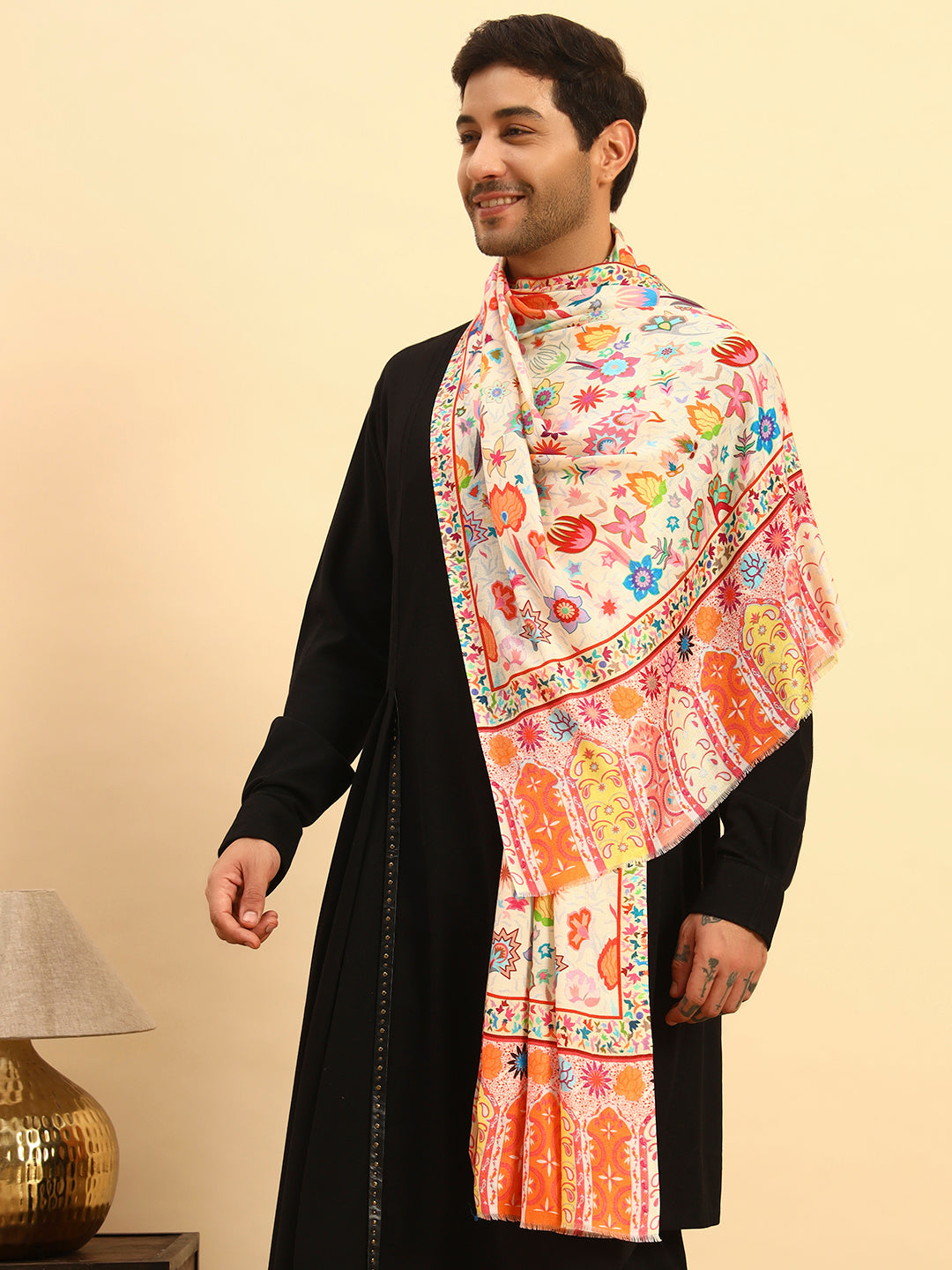 Pashmoda Men Royal Caravan Fine Soft Bamboo Fibre Stole (Size-71x203cm)