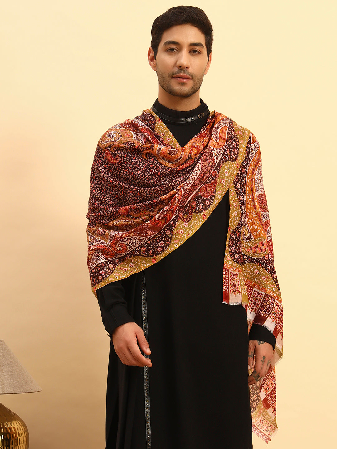 Pashmoda Men Royal Caravan Fine Soft Bamboo Fibre Stole (Size-71x203cm)