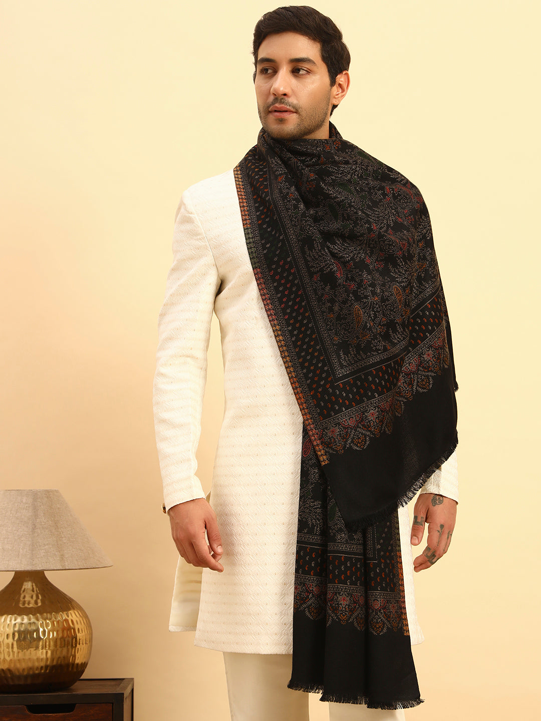 Pashmoda Men Paisley Harmony Kaani Stole (Size : 71X203 CM)