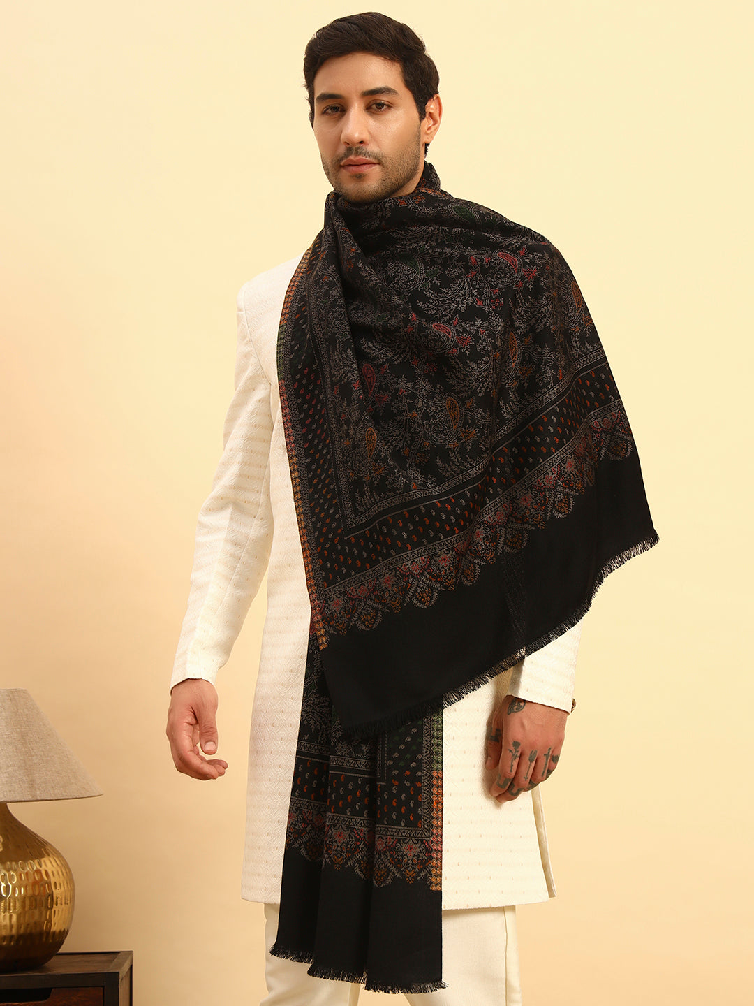 Pashmoda Men Paisley Harmony Kaani Stole (Size : 71X203 CM)