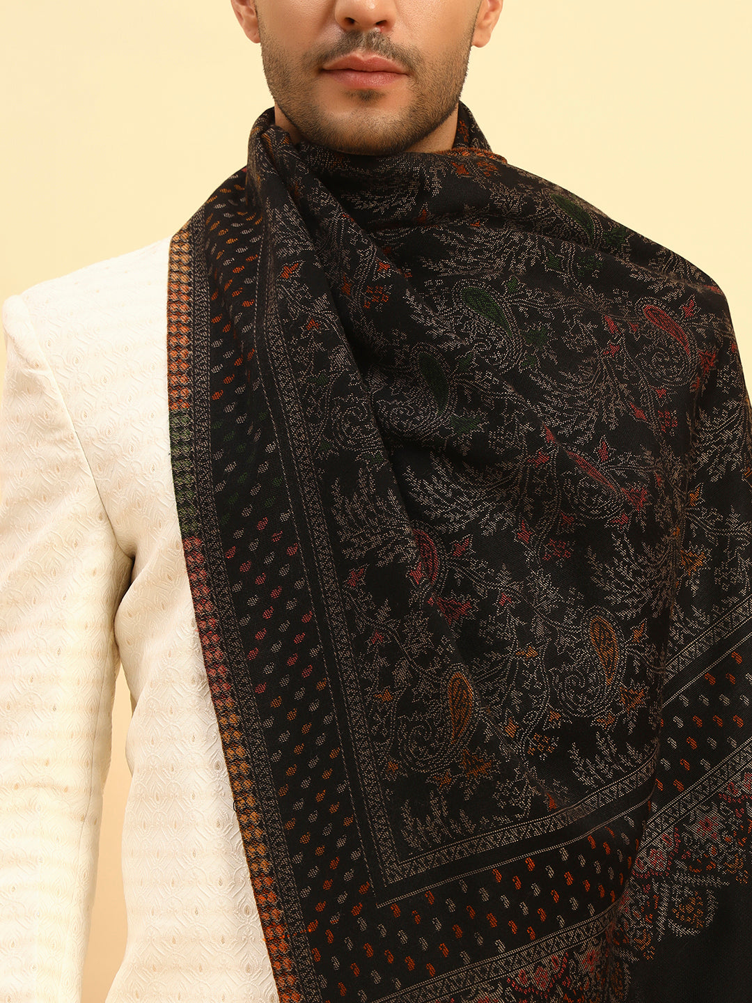 Pashmoda Men Paisley Harmony Kaani Stole (Size : 71X203 CM)