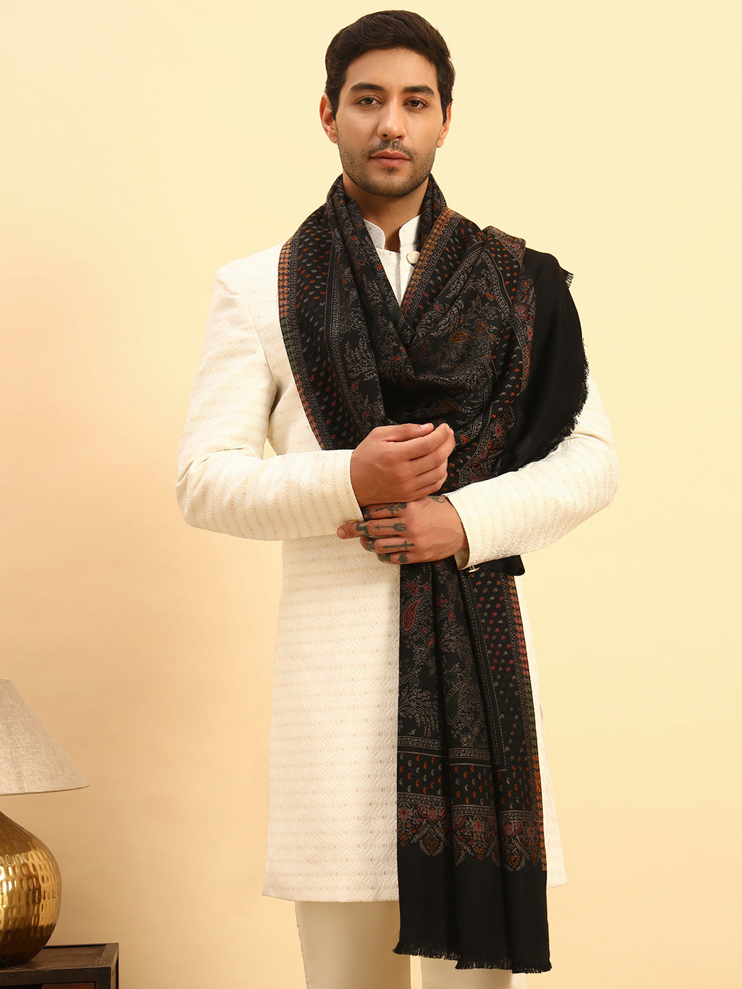 Pashmoda Men Paisley Harmony Kaani Stole (Size : 71X203 CM)