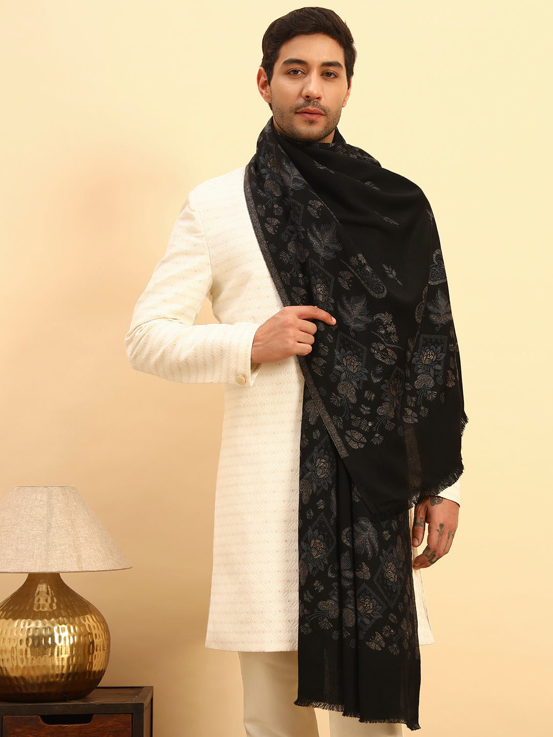 Pashmoda Men Eternal Blooms Kaani  Stole (Size : 71X203 CM)