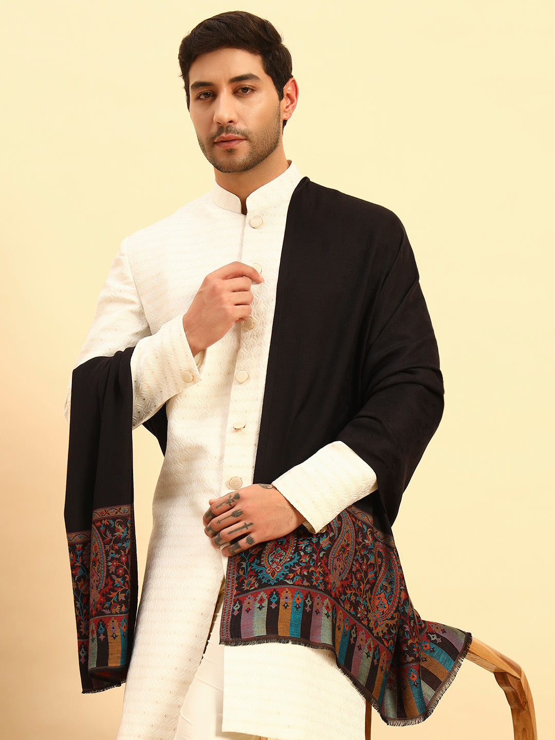 Pashmoda Men Gulpari Kaani Stole (Size : 71X203 CM)