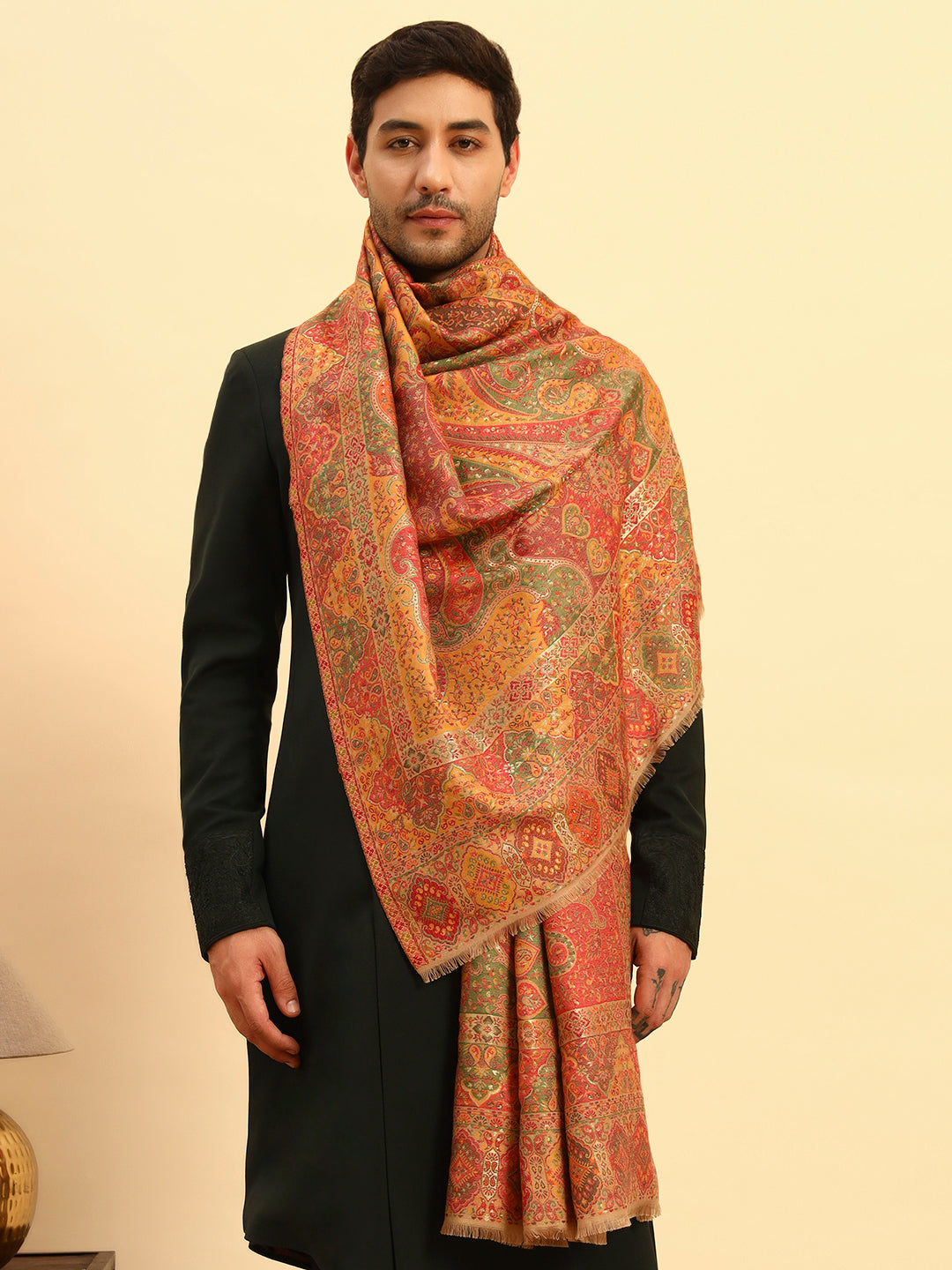 Pashmoda Men Zarveen Zari Kaani Fine Wool Shawl (Size-101x203cm)