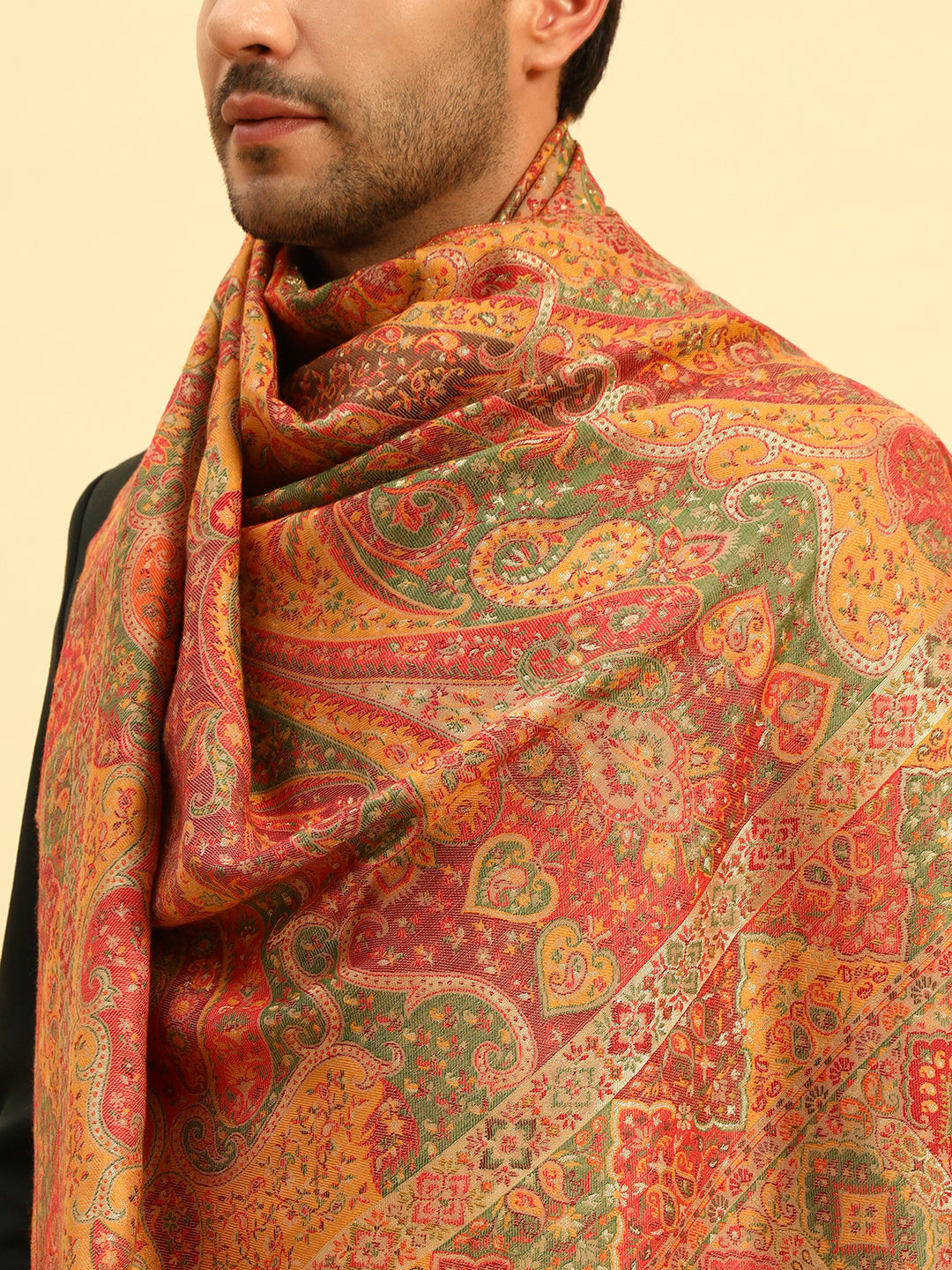 Pashmoda Men Zarveen Zari Kaani Fine Wool Shawl (Size-101x203cm)