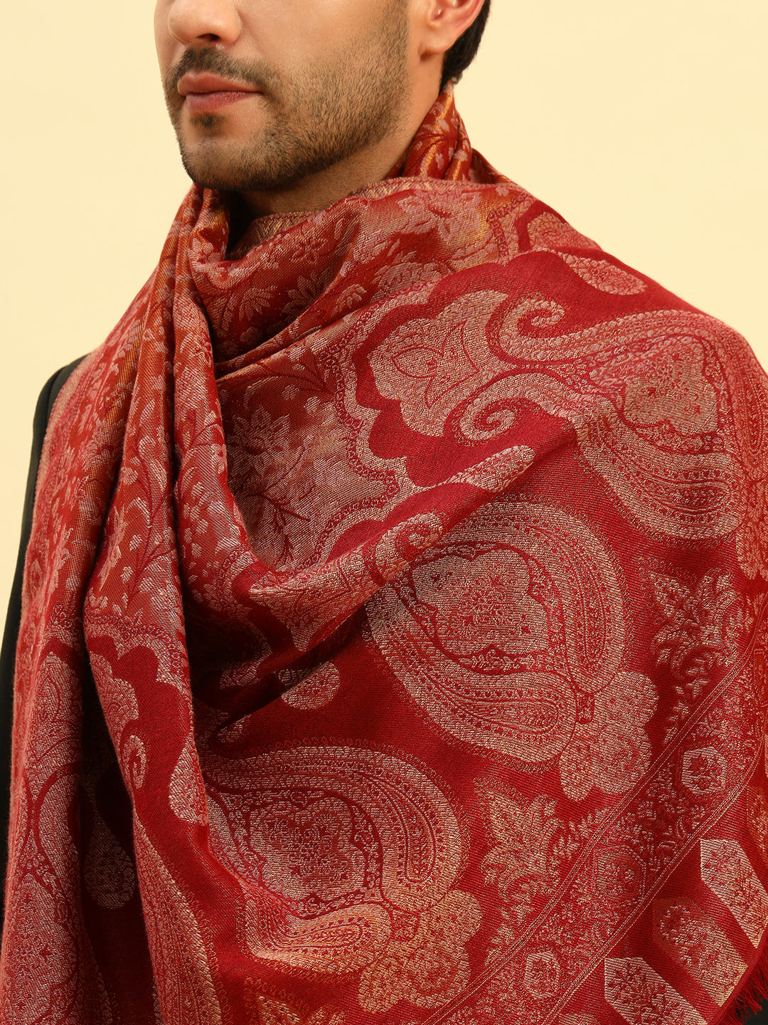 Pashmoda Men Hunar Zari Kaani Fine Wool Shawl (Size-101x203cm)