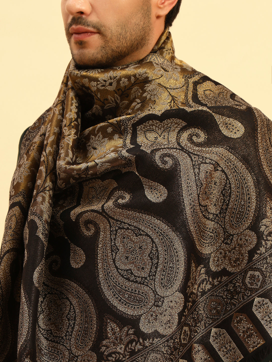 Pashmoda Men Hunar Zari Kaani Fine Wool Shawl (Size-101x203cm)