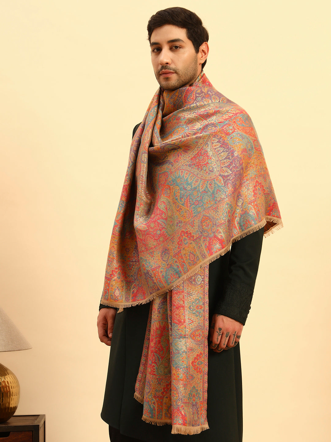 Pashmoda Men Naazneen Kaani Wool Blend Kashmiri Shawl (Size: 101X203 CM)