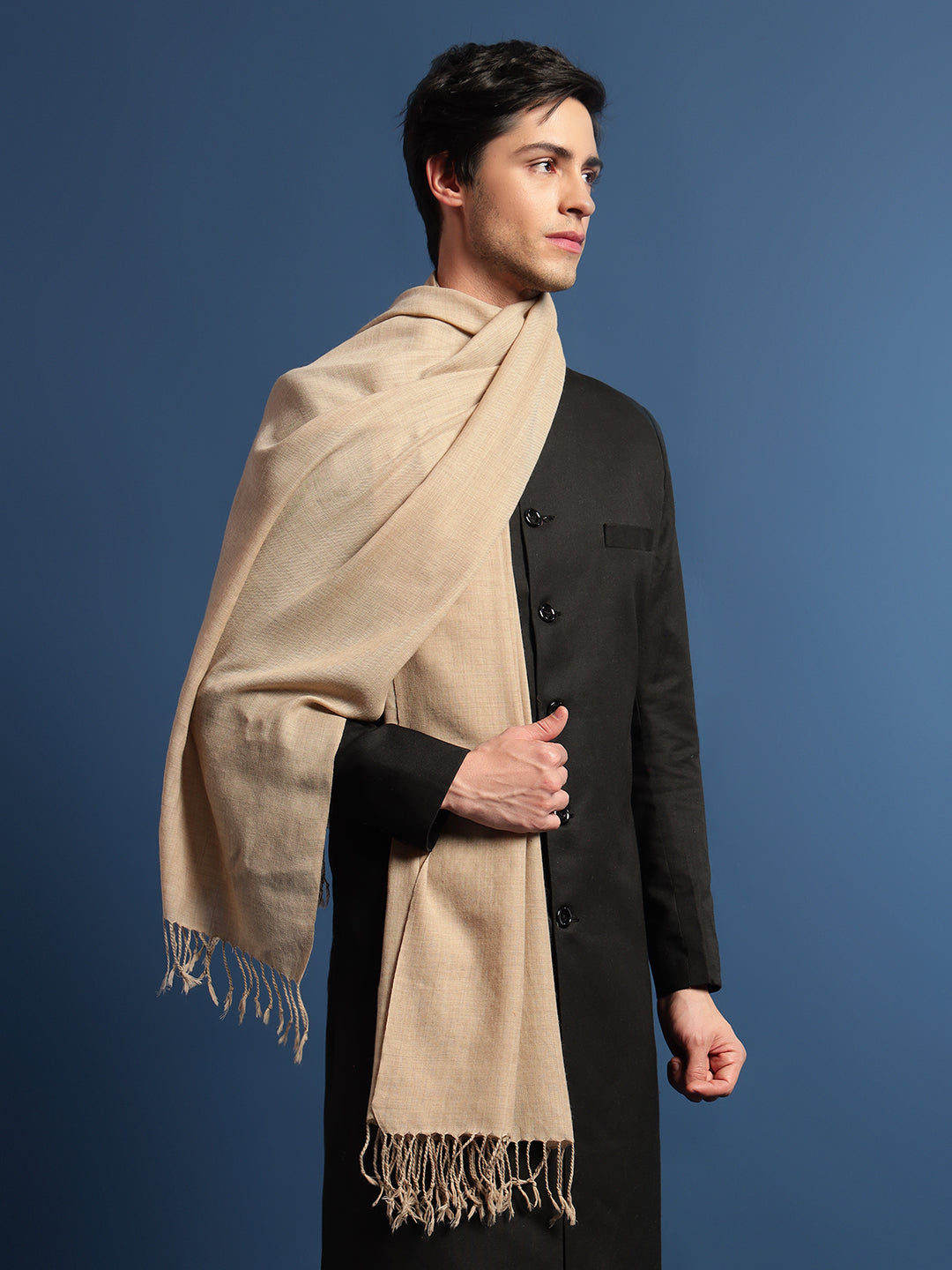 Pashmoda Men Fine Wool Melange Stole (Size: 71x203 Cm)