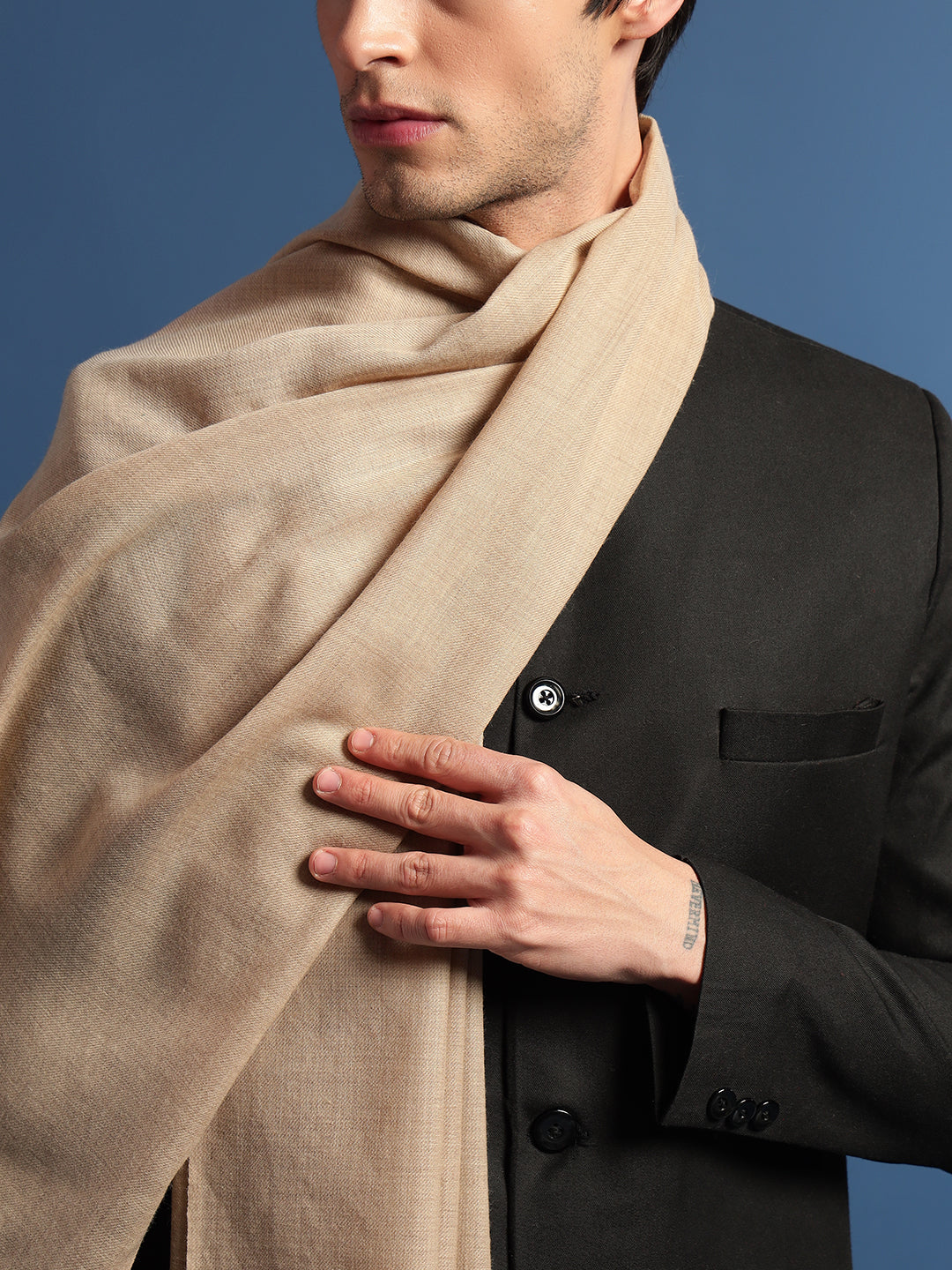 Pashmoda Men Fine Wool Melange Stole (Size: 71x203 Cm)