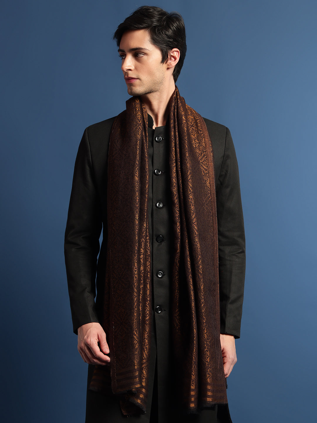 Pashmoda Men Fine Pashmina Wool Blend Stole (Size: 71x203 Cm) 