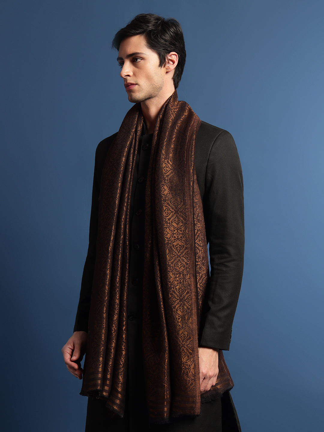 Pashmoda Men Fine Pashmina Wool Blend Stole (Size: 71x203 Cm) 