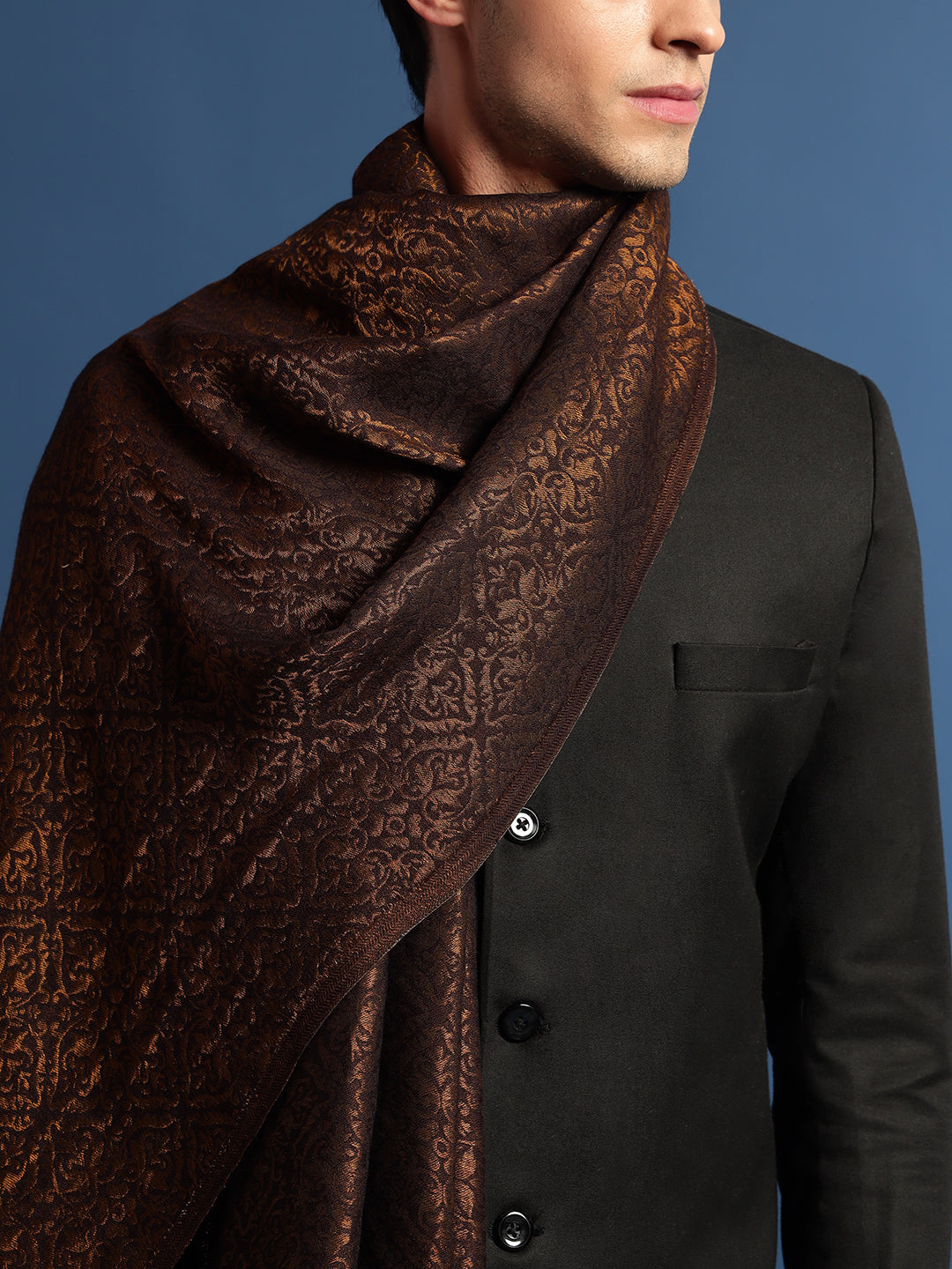 Pashmoda Men Fine Pashmina Wool Blend Stole (Size: 71x203 Cm) 