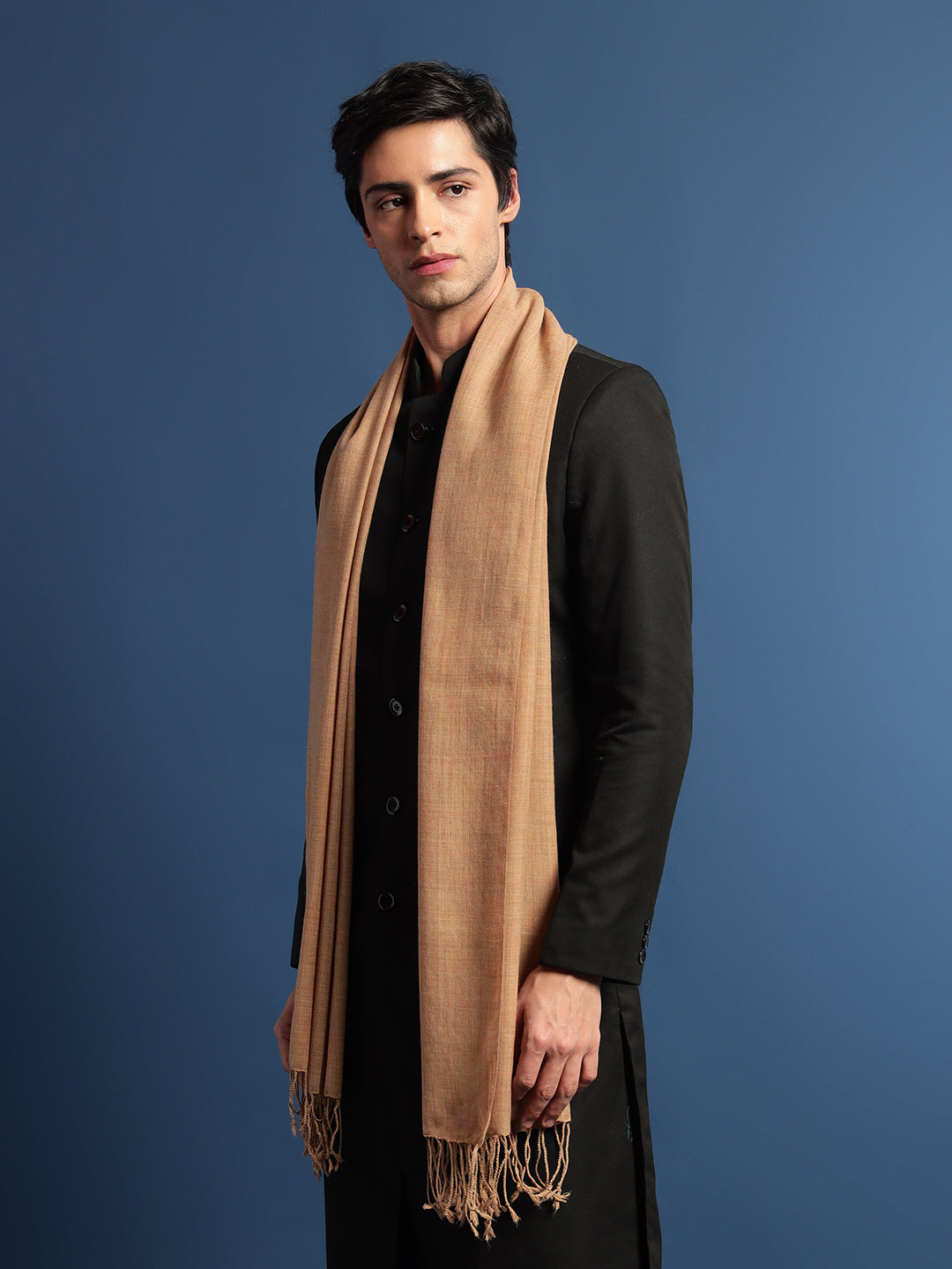 Pashmoda Men Fine Wool Melange Stole (Size: 71x203 Cm)