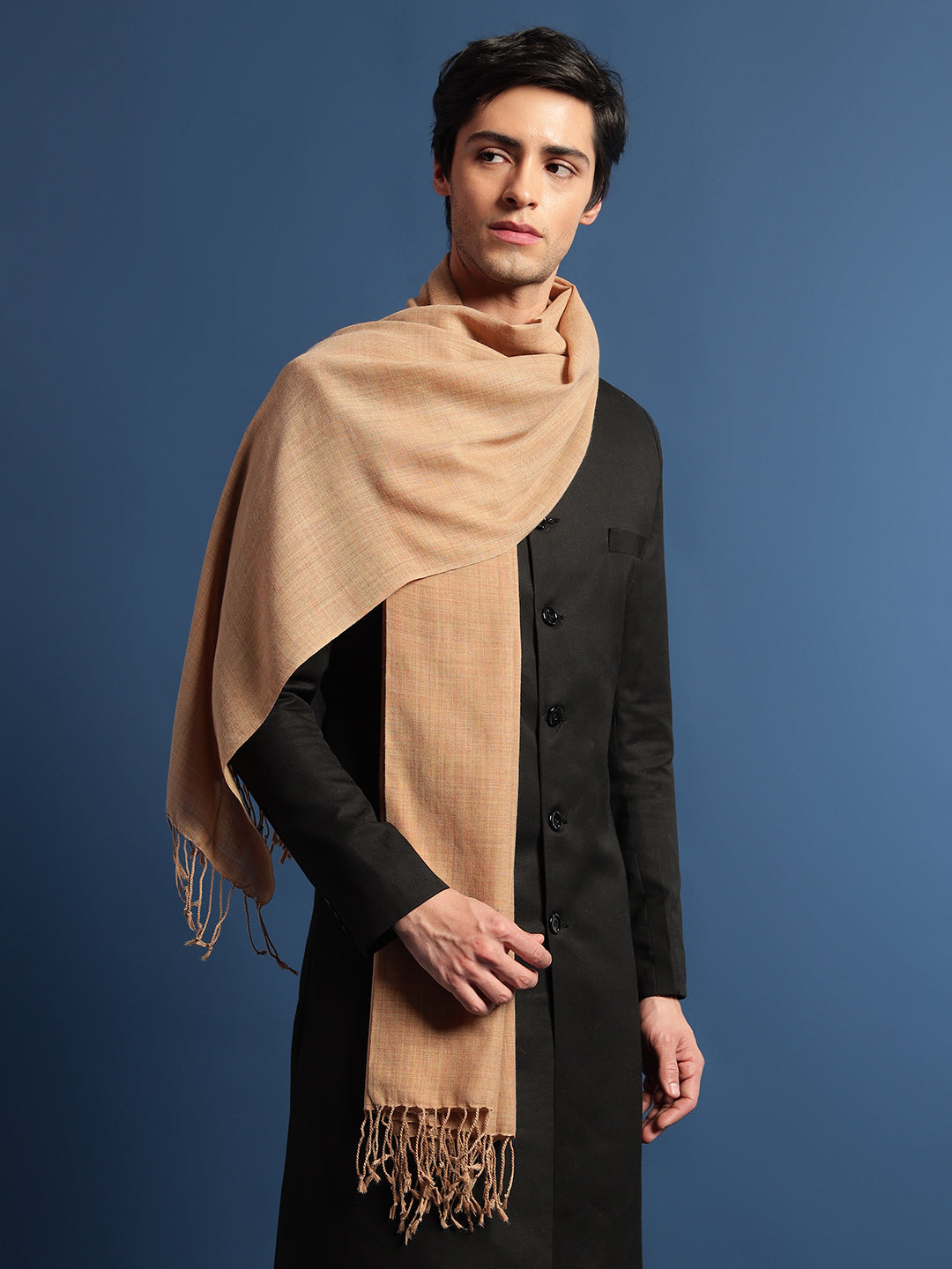 Pashmoda Men Fine Wool Melange Stole (Size: 71x203 Cm)