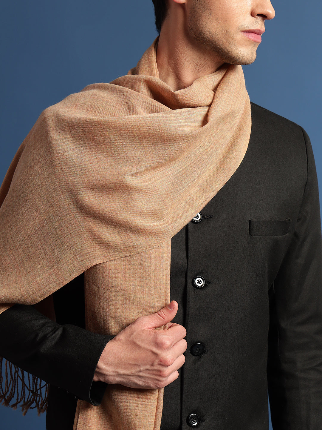 Pashmoda Men Rahmat Fine Wool Melange Stole (Size: 71x203 Cm)