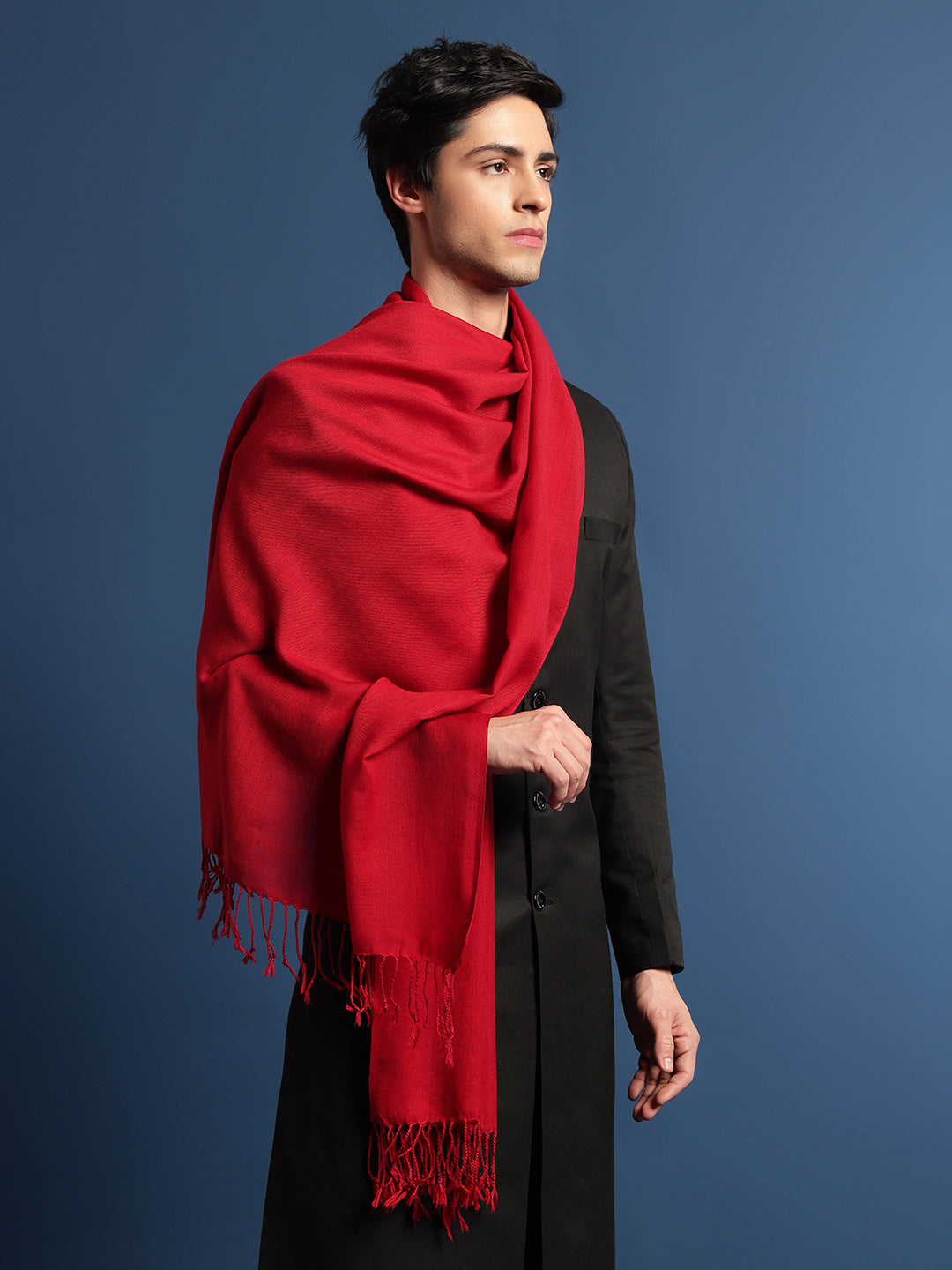 Pashmoda Men Fine Wool Melange Stole (Size: 71x203 Cm)