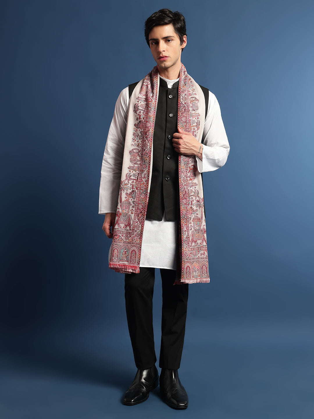 Pashmoda Men Shahnaz Jamawar Shawl (Size: 101x203 Cm)