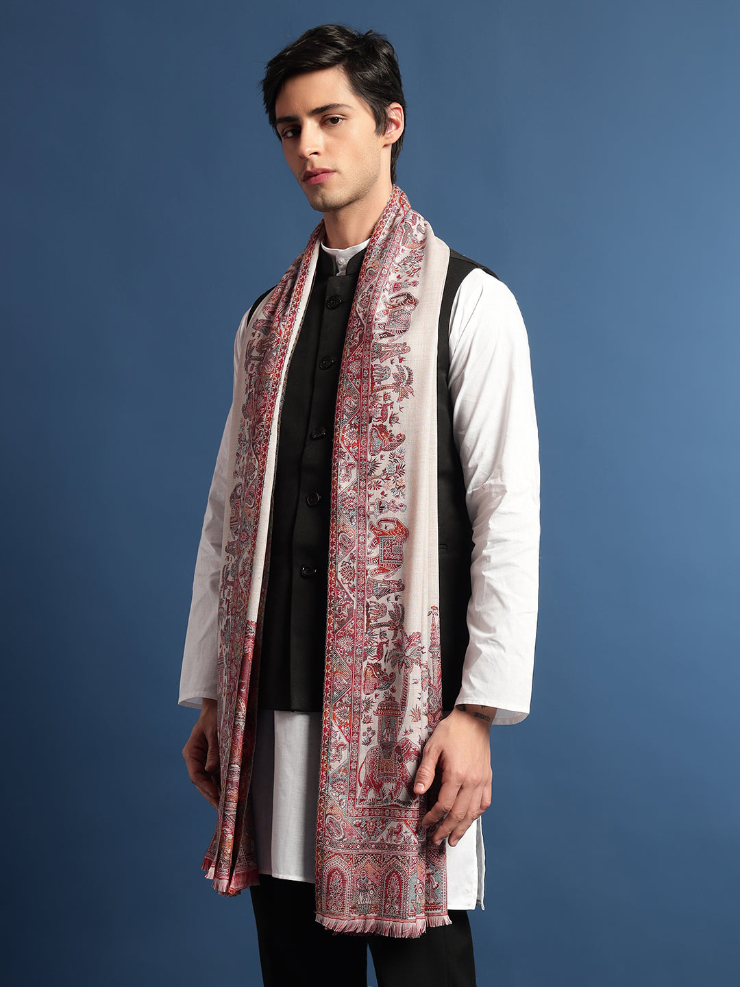 Pashmoda Men Shahnaz Jamawar Shawl (Size: 101x203 Cm)