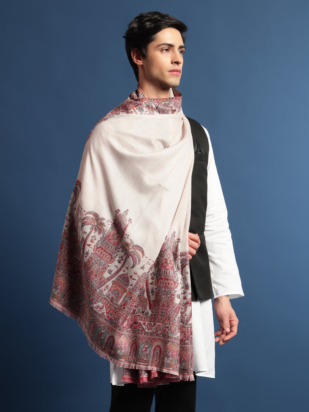 Pashmoda Men Shahnaz Jamawar Shawl (Size: 101x203 Cm)