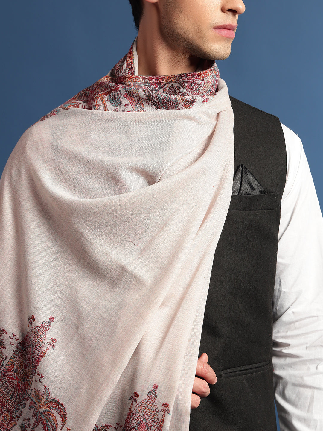 Pashmoda Men Shahnaz Jamawar Shawl (Size: 101x203 Cm)