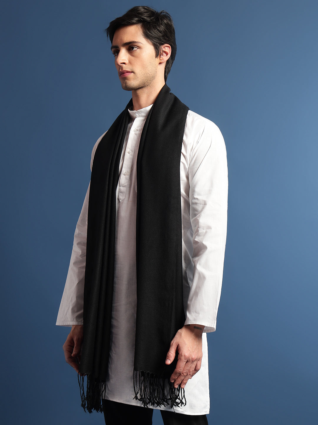 Pashmoda Men Fine Wool Melange Stole (Size: 71x203 Cm)