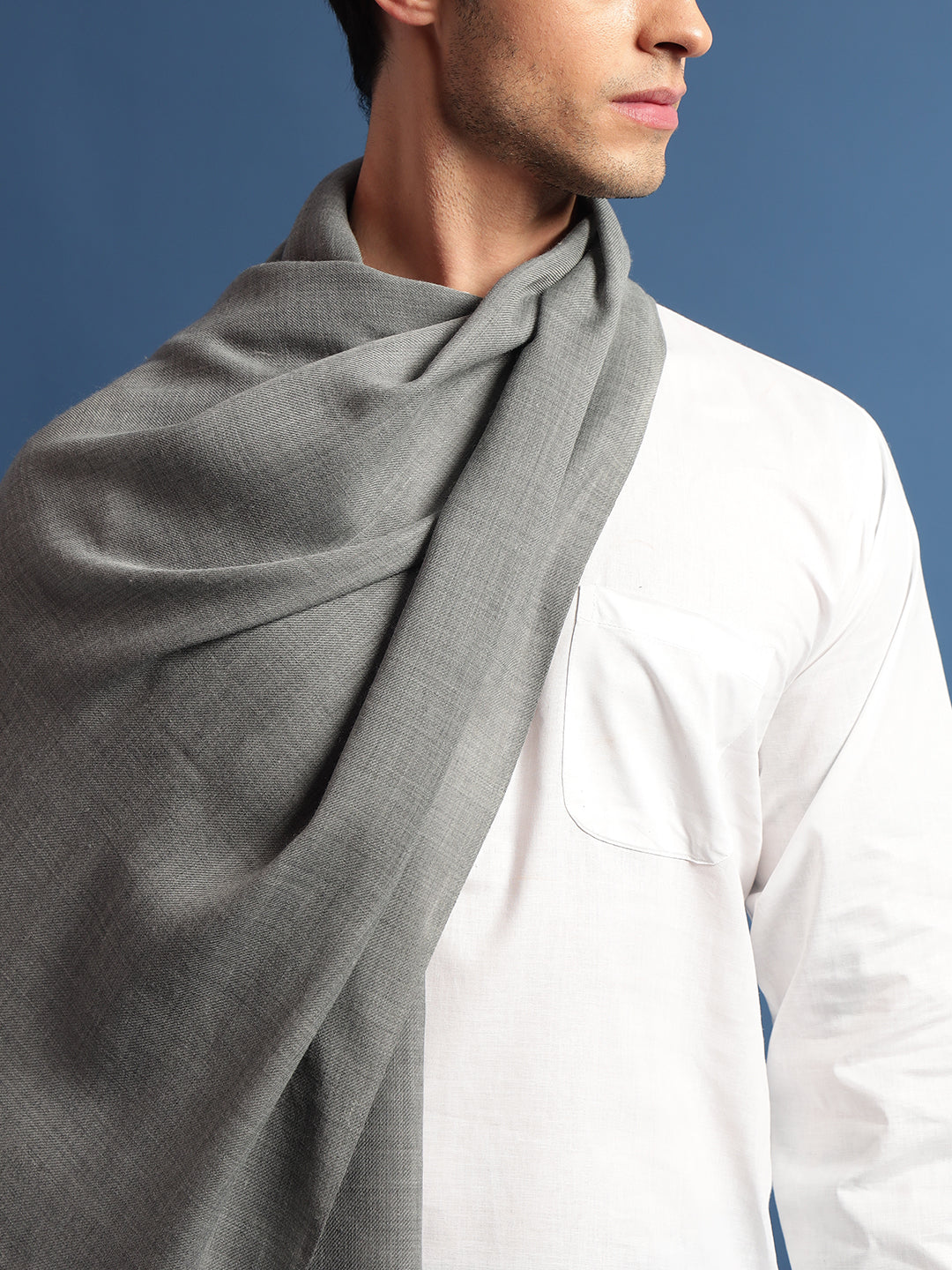 Pashmoda Men Fine Wool Melange Stole (Size: 71x203 Cm)