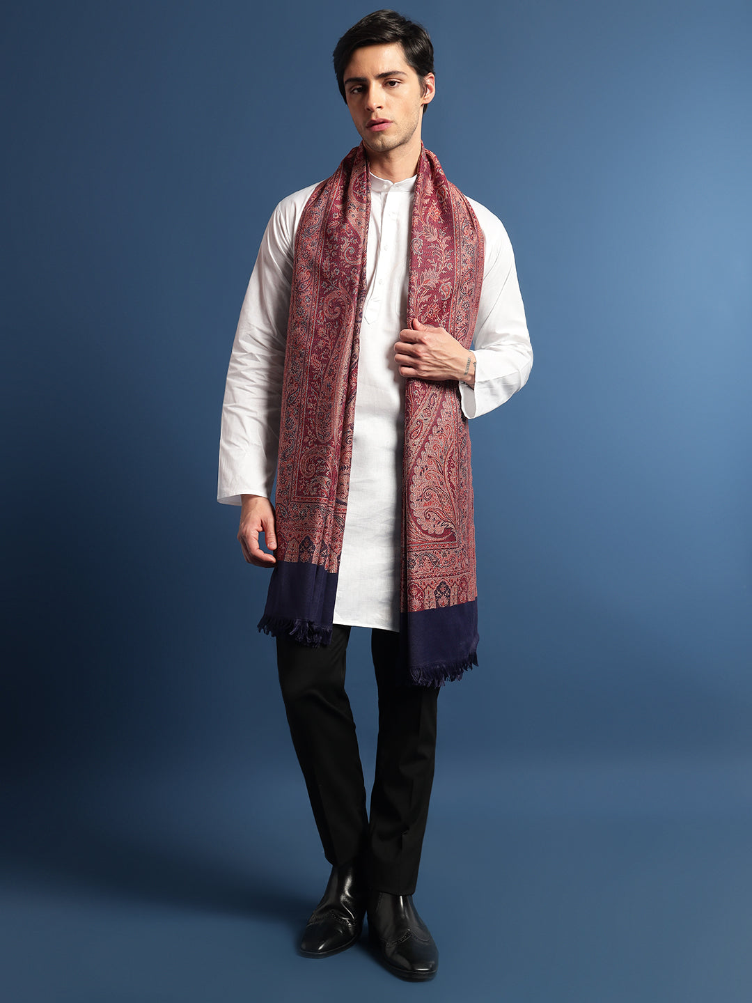 Pashmoda Men Noor Jamawar Shawl (Size: 101x203 Cm)