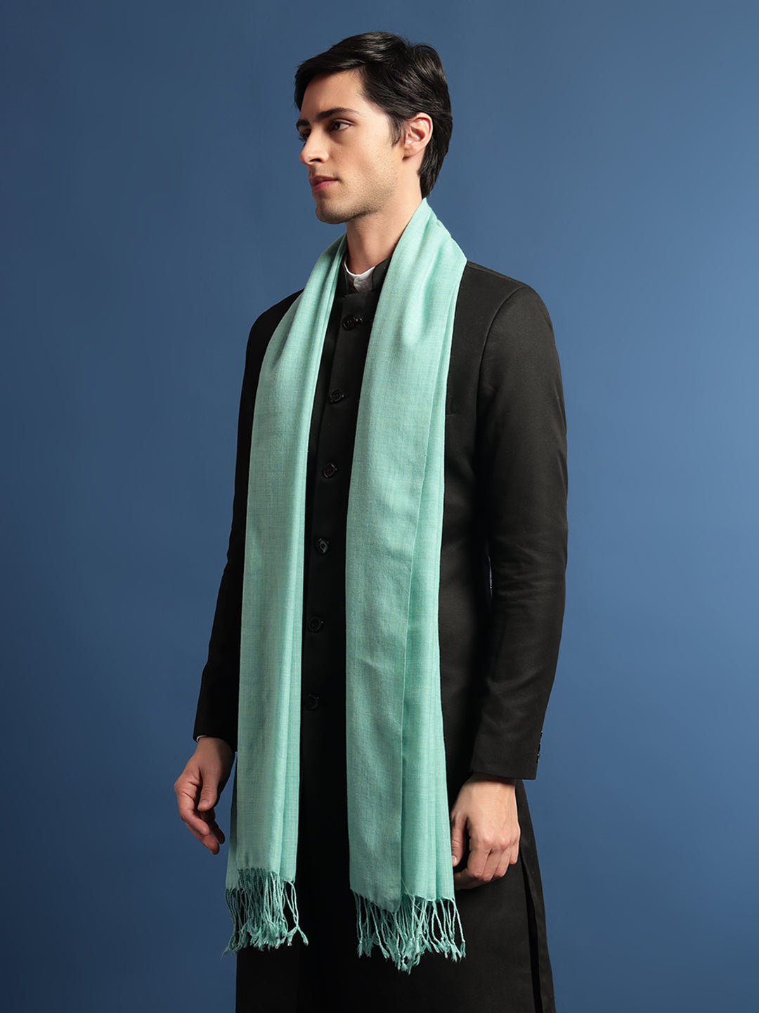 Pashmoda Men Fine Wool Melange Stole (Size: 71x203 Cm)