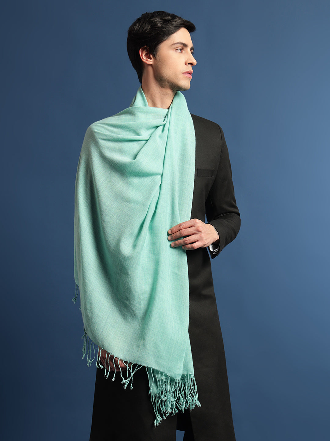 Pashmoda Men Fine Wool Melange Stole (Size: 71x203 Cm)