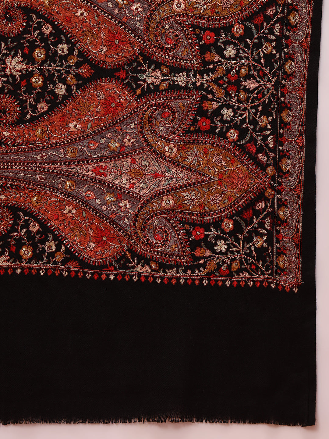 Pashmoda Women Mahnoor 100% Pure Wool Sozni Hand Embroidered Shawl (Size: 101x203 Cm)