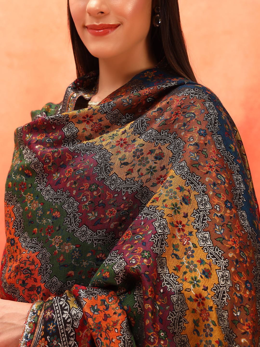 Pashmoda Women Libaas Zari Kaani Fine Wool Shawl (Size: 101X203 CM)