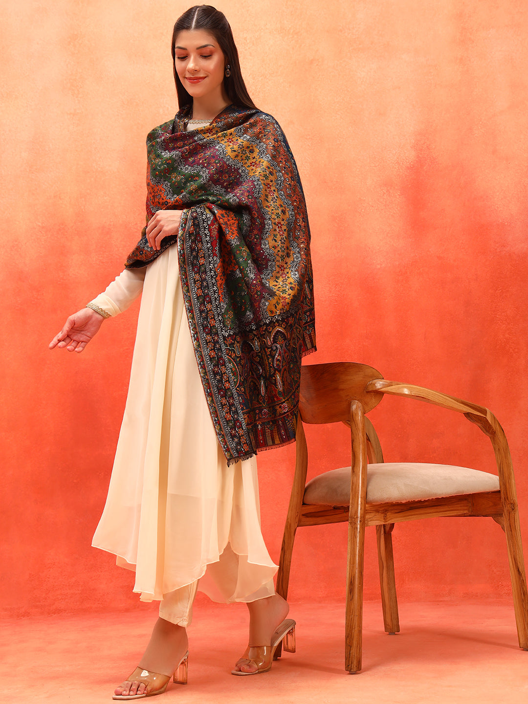 Pashmoda Women Libaas Zari Kaani Fine Wool Shawl (Size: 101X203 CM)