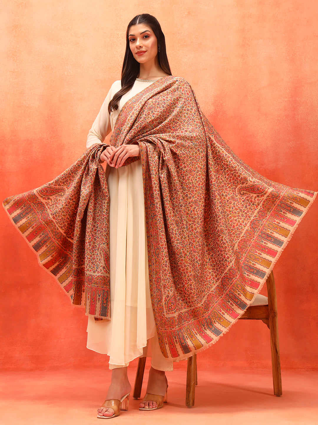 Pashmoda Women Mehak Kaani Wool Blend Kashmiri Shawl (Size: 101X203 CM)