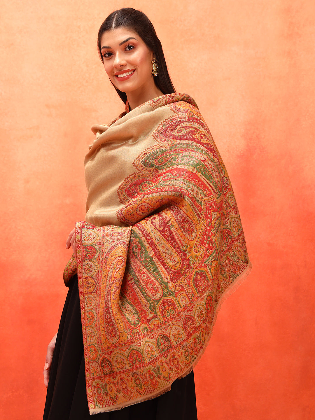 Pashmoda Women Zarvash Zari Kaani Fine Wool Shawl (Size: 101X203 CM)