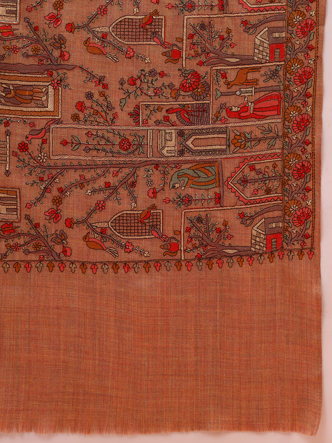 Pashmoda Women Arwina 100% Pure Wool Sozni Hand Embroidered Shawl (Size: 101x203 CM)