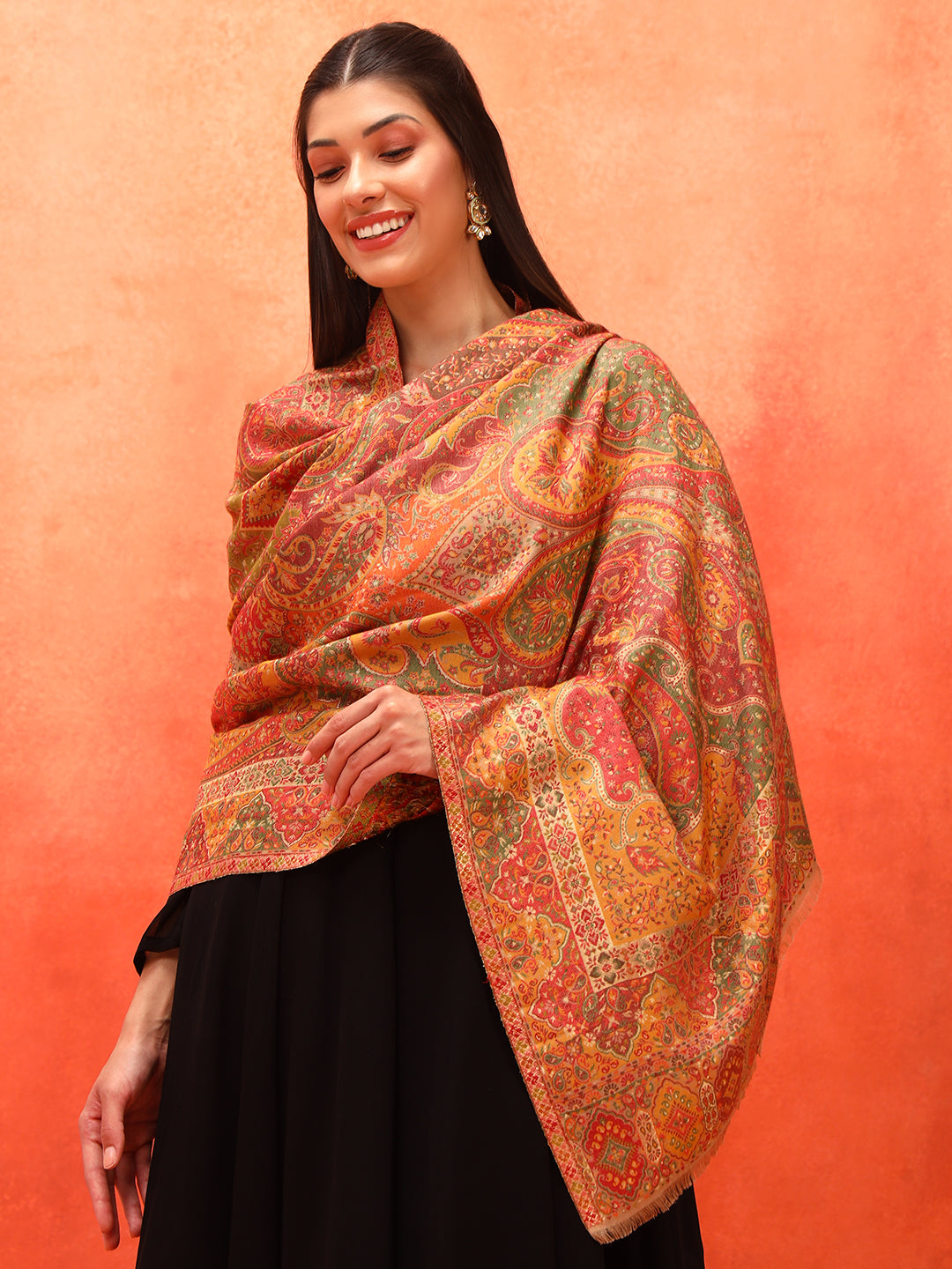 Pashmoda Women Zarveen Zari Kaani Fine Wool Shawl (Size:101x203 CM)