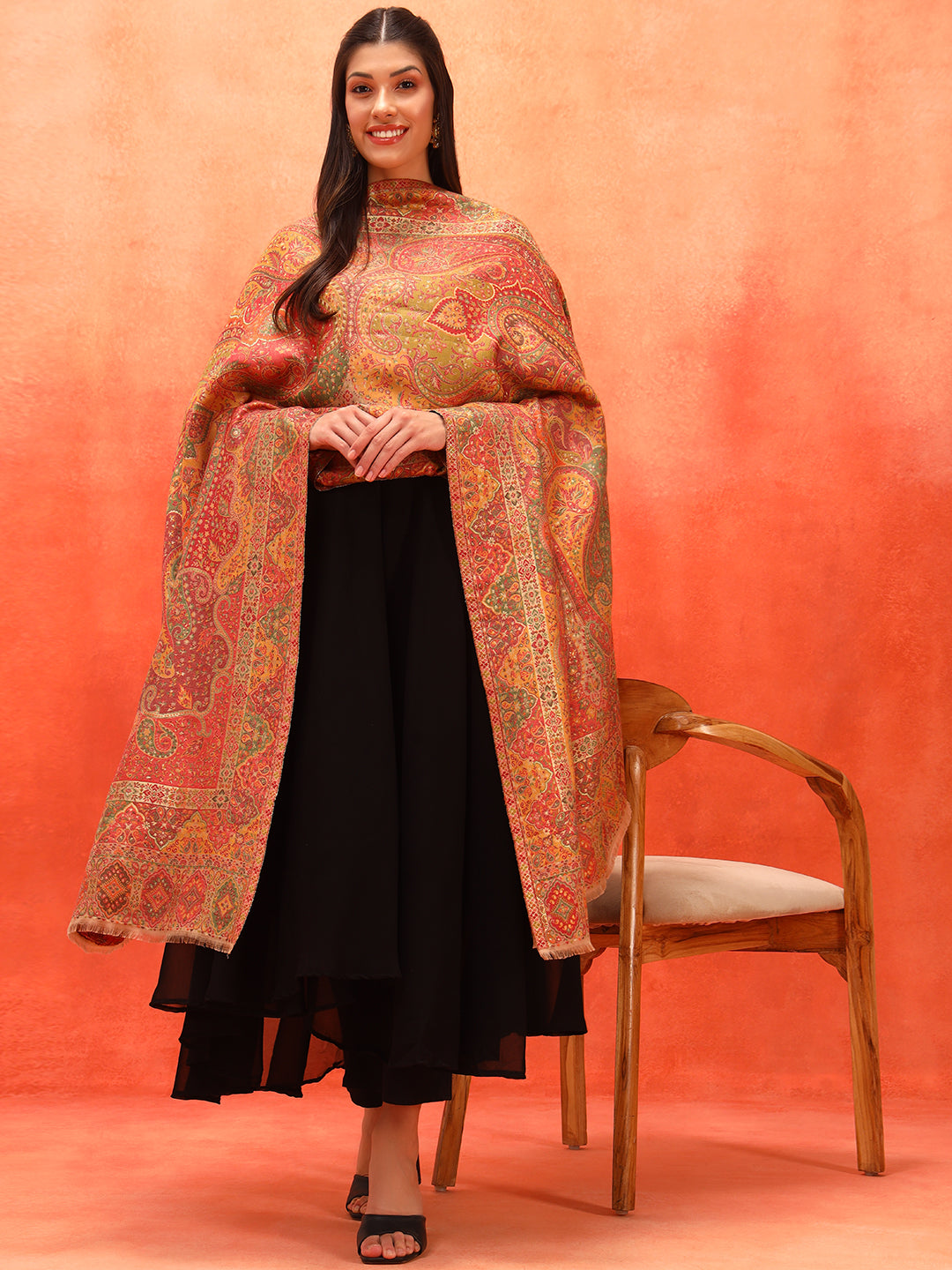 Pashmoda Women Zarveen Zari Kaani Fine Wool Shawl (Size:101x203 CM)