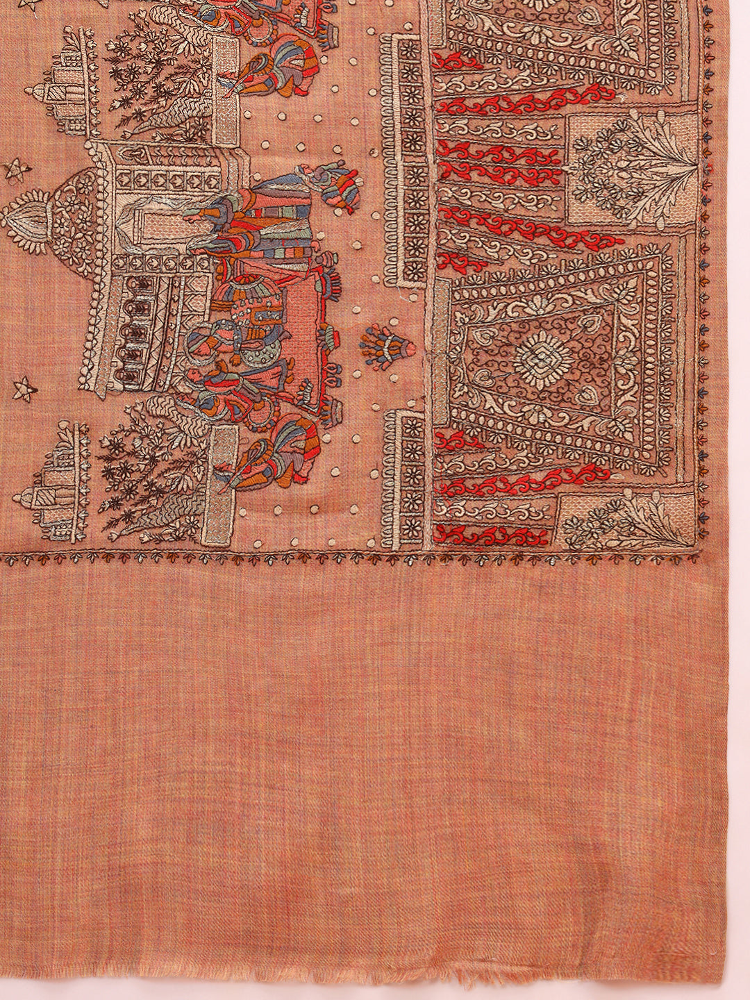 Pashmoda Women Zavian 100% Pure Wool Sozni Hand Embroidered Shawl (Size: 101x203 Cm)