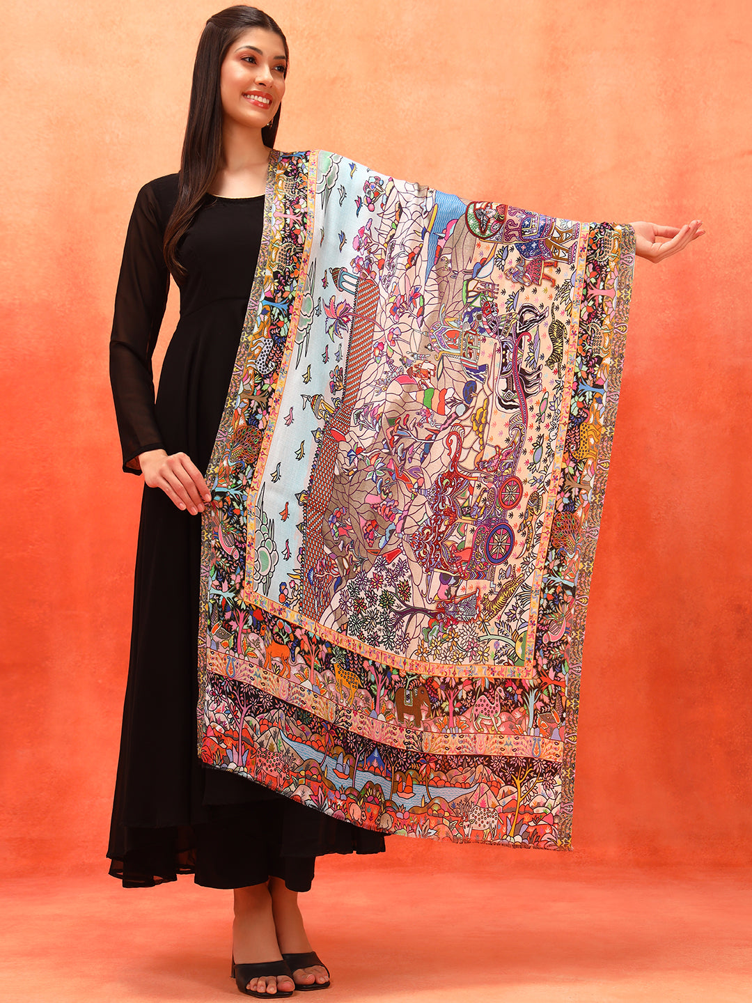 Pashmoda Women Royal Caravan Fine Soft Bamboo Fibre Stole (Size : 71x203 CM)