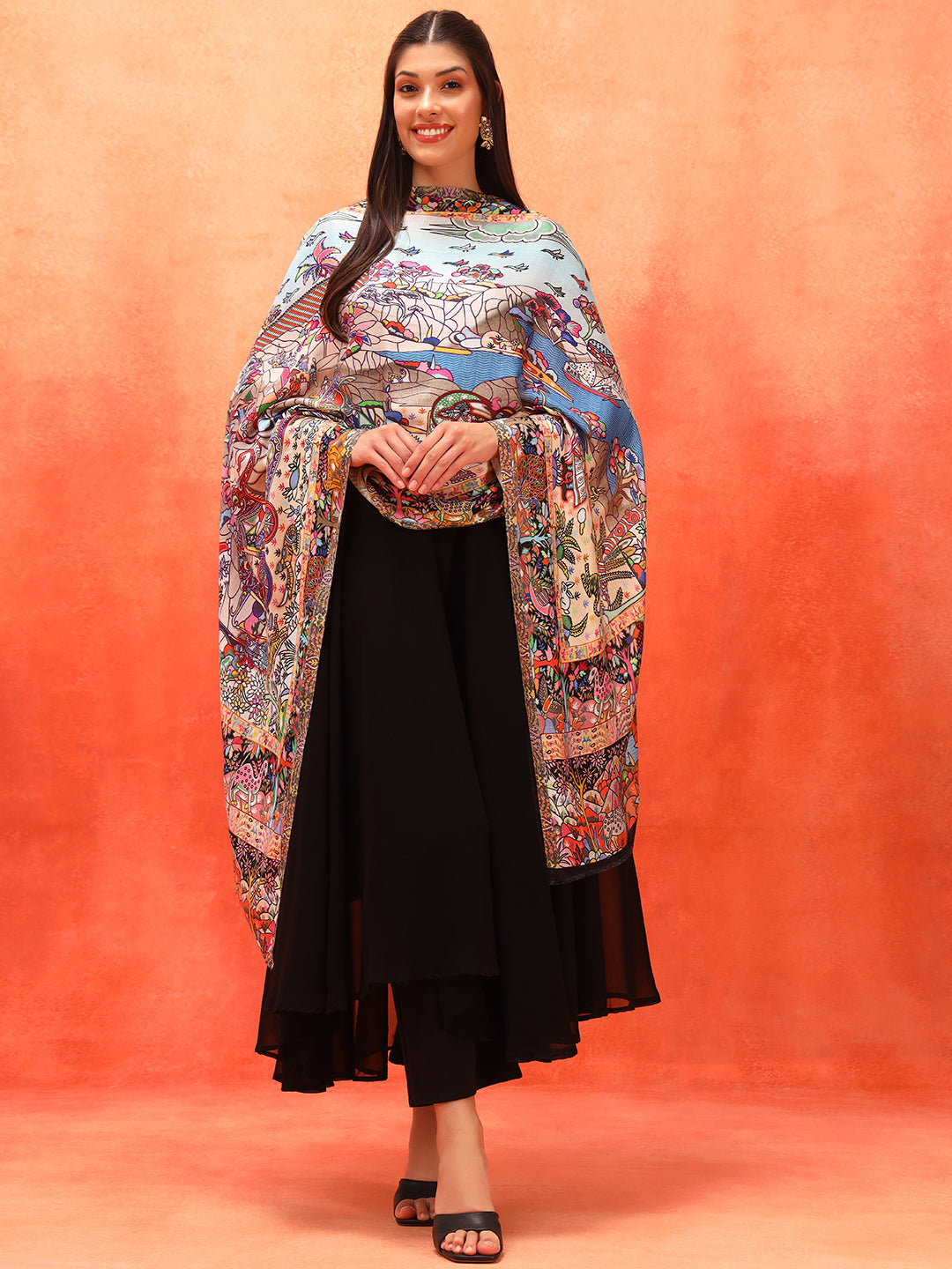 Pashmoda Women Royal Caravan Fine Soft Bamboo Fibre Stole (Size : 71x203 CM)